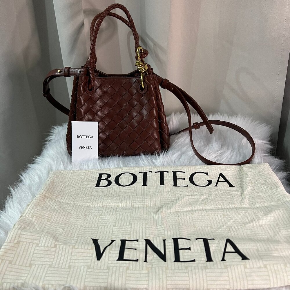Brand new Bottega Veneta Parachute Leather Shoulder Bag With Golden Hardware